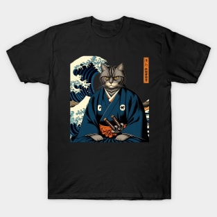 Vaporwave Cat Samurai T-Shirt